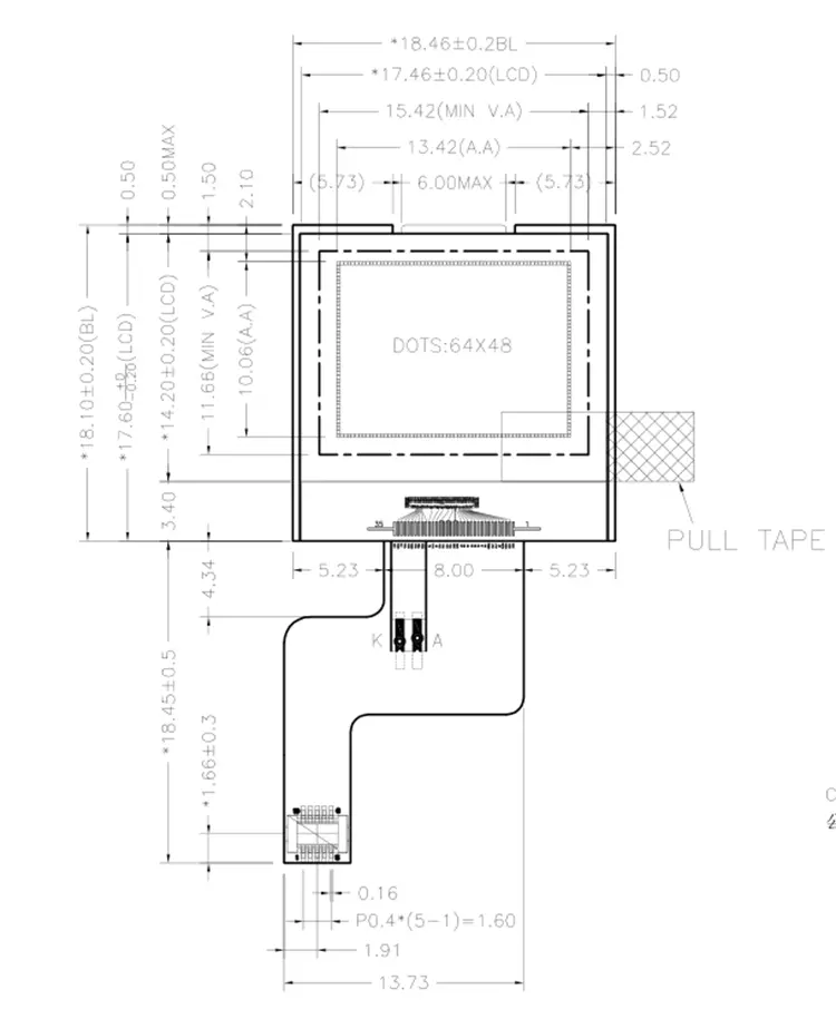 Chinese supplier very small lcd screen monochrome 64*48 graphic lcd module