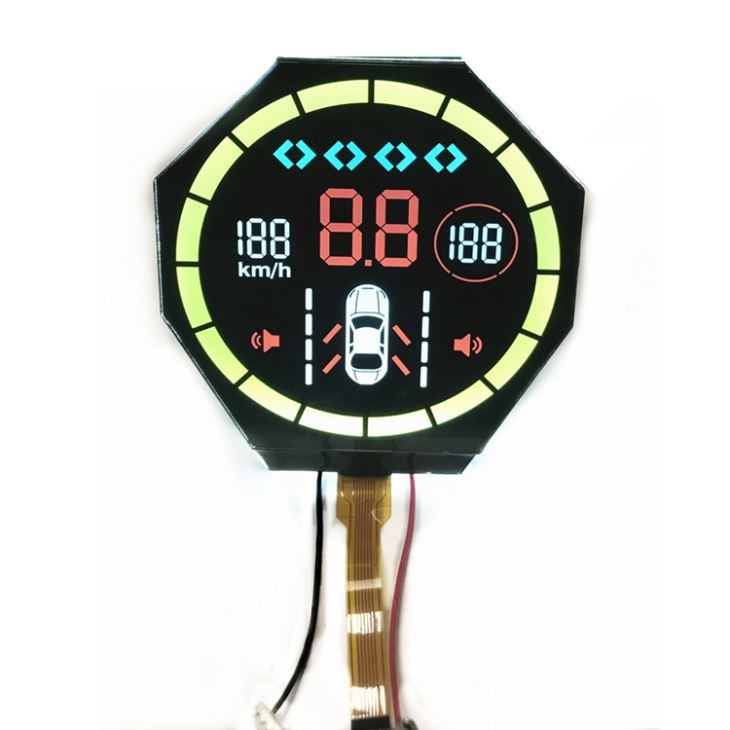 Round Black Segment LCD Display With Backlight