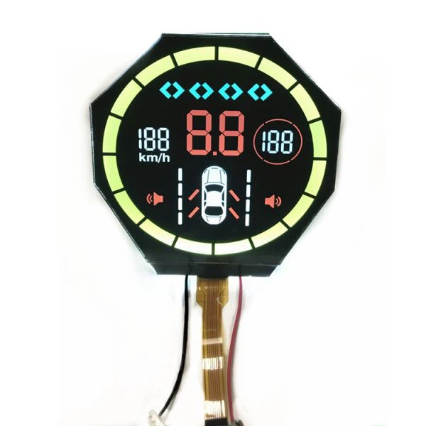 Round Black Segment LCD Display With Backlight