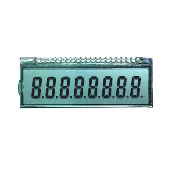 Custom Monochrome Black On White 7 Segment 8 Digit LCD Display With Pin Connect